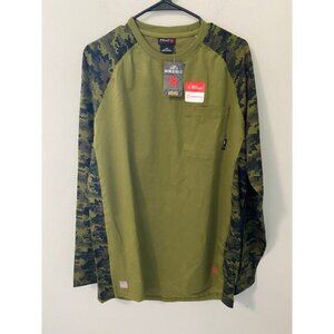 New Ariat FR Stretch Camo Baseball Long Sleeve T-Shirt Size Large